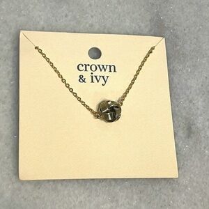 Crown & Ivy necklace Love knot gold tone jewelry New OS